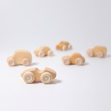 GRIMM'S Holzautos - natur - 6 Stück - Kinder Spielzeugautos