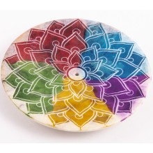 Berk Speckstein Räucherstäbchenhalter Mandala - Regenbogen